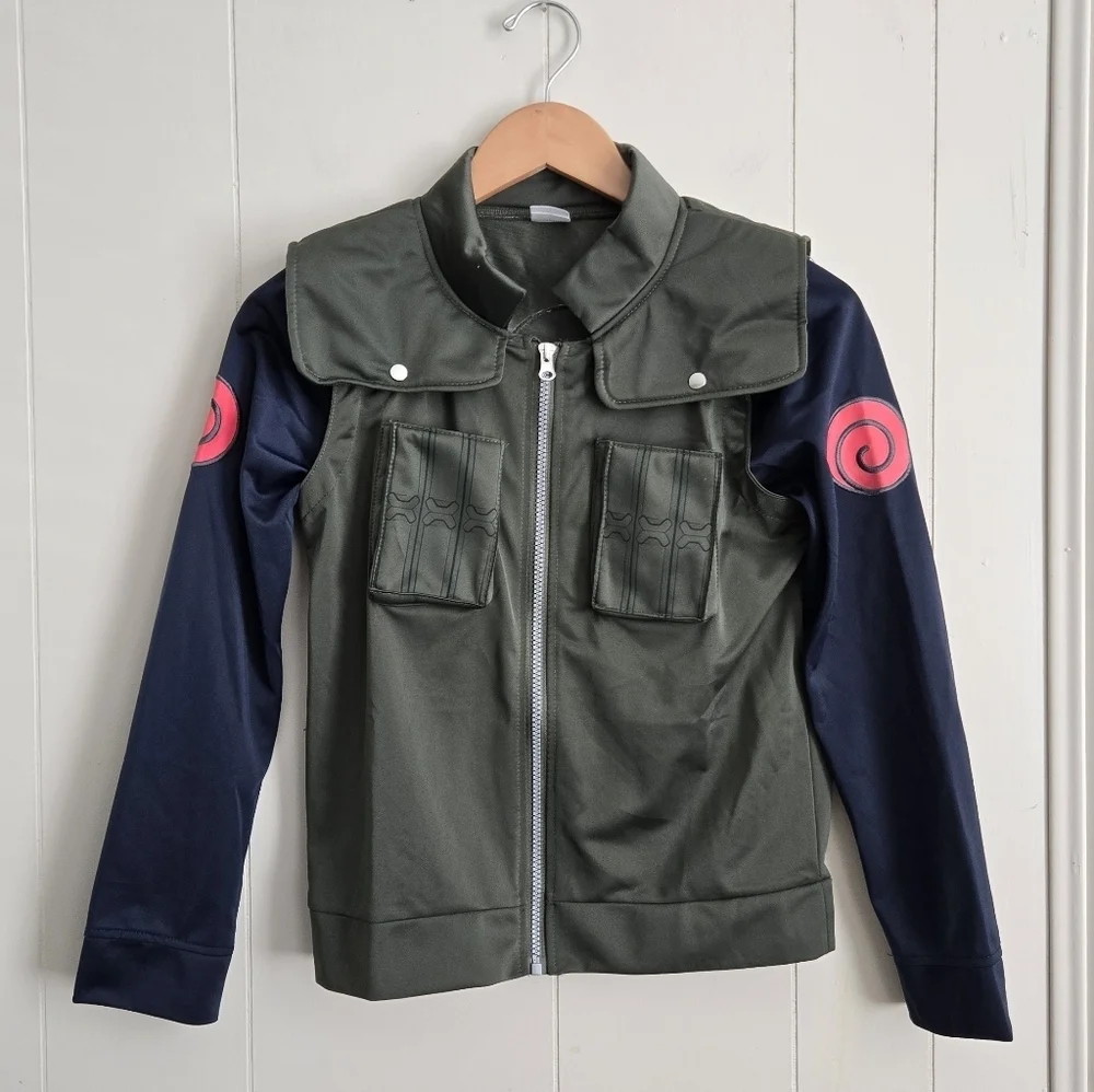 Naruto Shippuden Kakashi Kids Cosplay Halloween Costume Full Zip Jacket